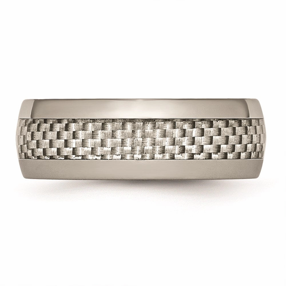 Titanium Polished w/Grey Carbon Fiber Inlay 8mm Band | TB389