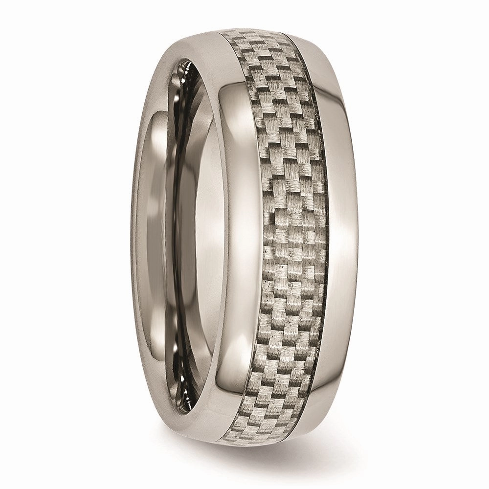 Titanium Polished w/Grey Carbon Fiber Inlay 8mm Band | TB389