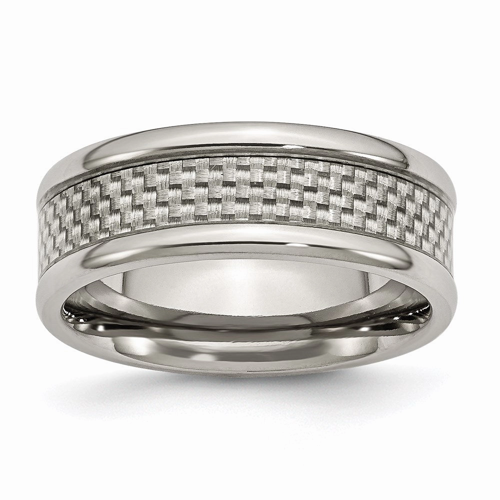 Titanium Polished w/Grey Carbon Fiber Inlay 8mm Band | TB390