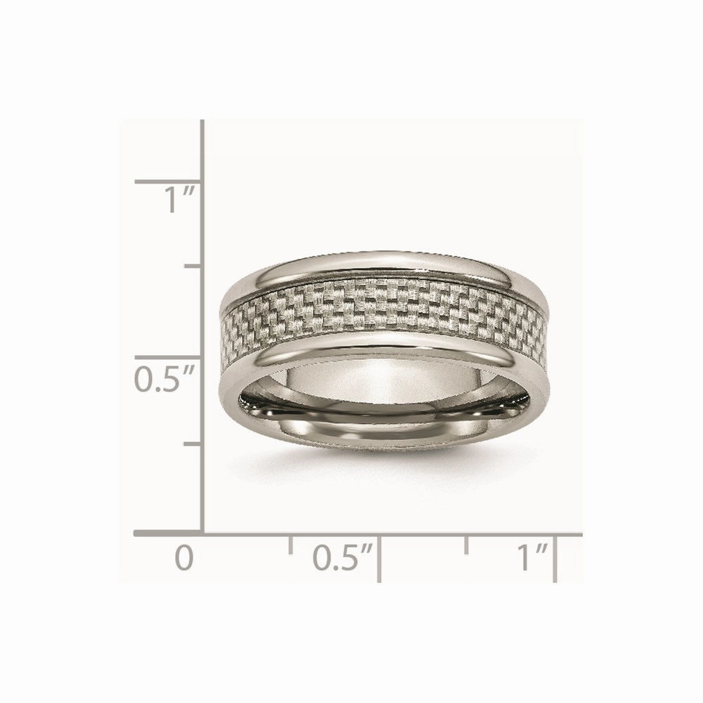 Titanium Polished w/Grey Carbon Fiber Inlay 8mm Band | TB390