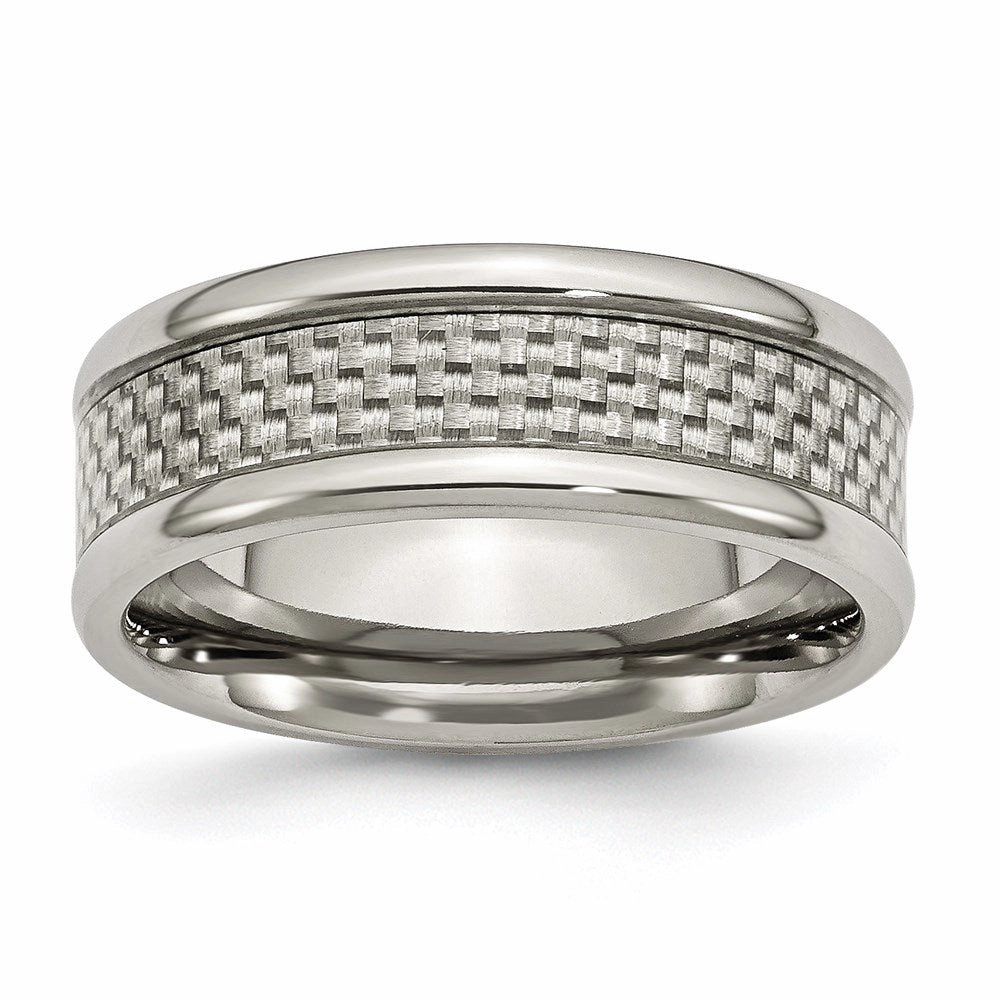 Titanium Polished w/Grey Carbon Fiber Inlay 8mm Band | TB390