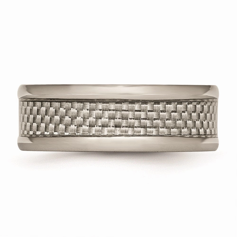 Titanium Polished w/Grey Carbon Fiber Inlay 8mm Band | TB390