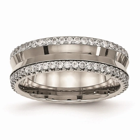 Titanium Polished with CZ Ring | TB476