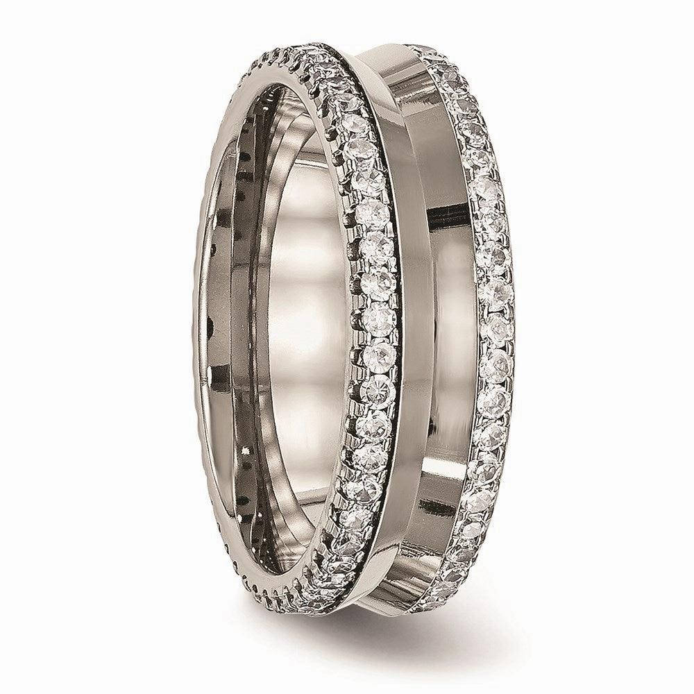 Titanium Polished with CZ Ring | TB476