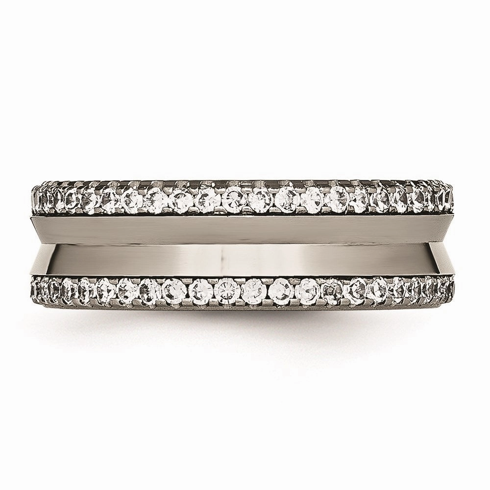 Titanium Polished with CZ Ring | TB476