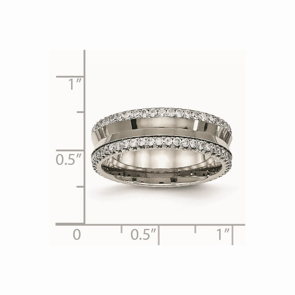 Titanium Polished with CZ Ring | TB476