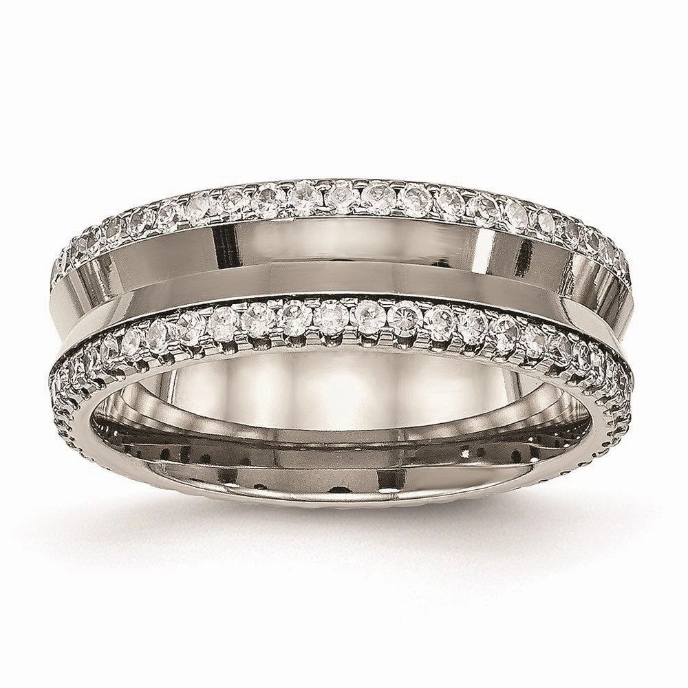 Titanium Polished with CZ Ring | TB476