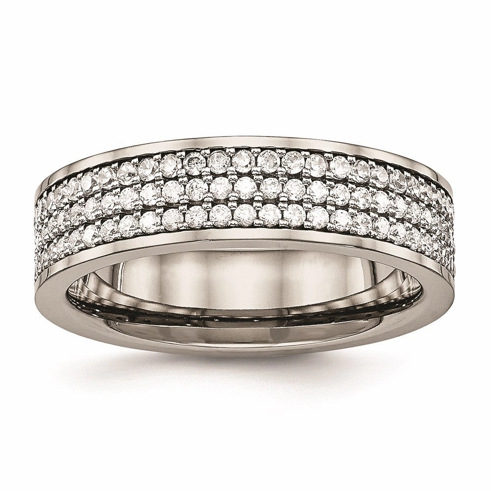 Titanium Polished with CZ Ring | TB477