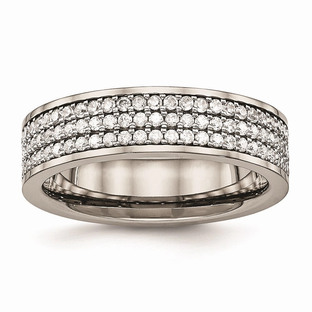 Titanium Polished with CZ Ring | TB477