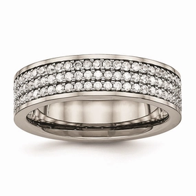 Titanium Polished with CZ Ring | TB477