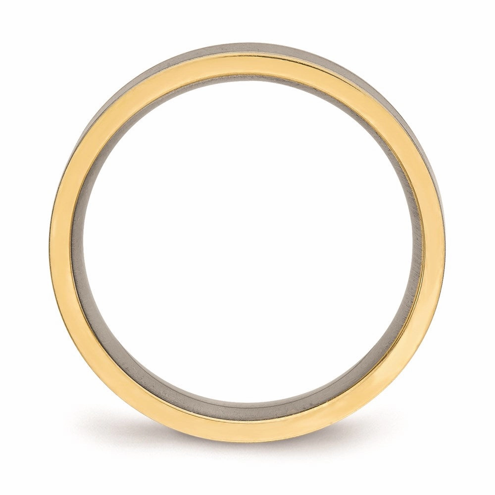 Titanium Polished Yellow IP Grooved Comfort Back Ring | TB471