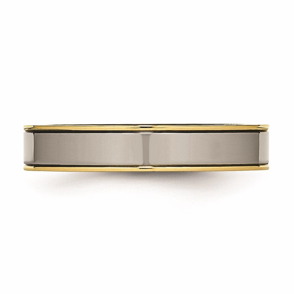 Titanium Polished Yellow IP Grooved Comfort Back Ring | TB471
