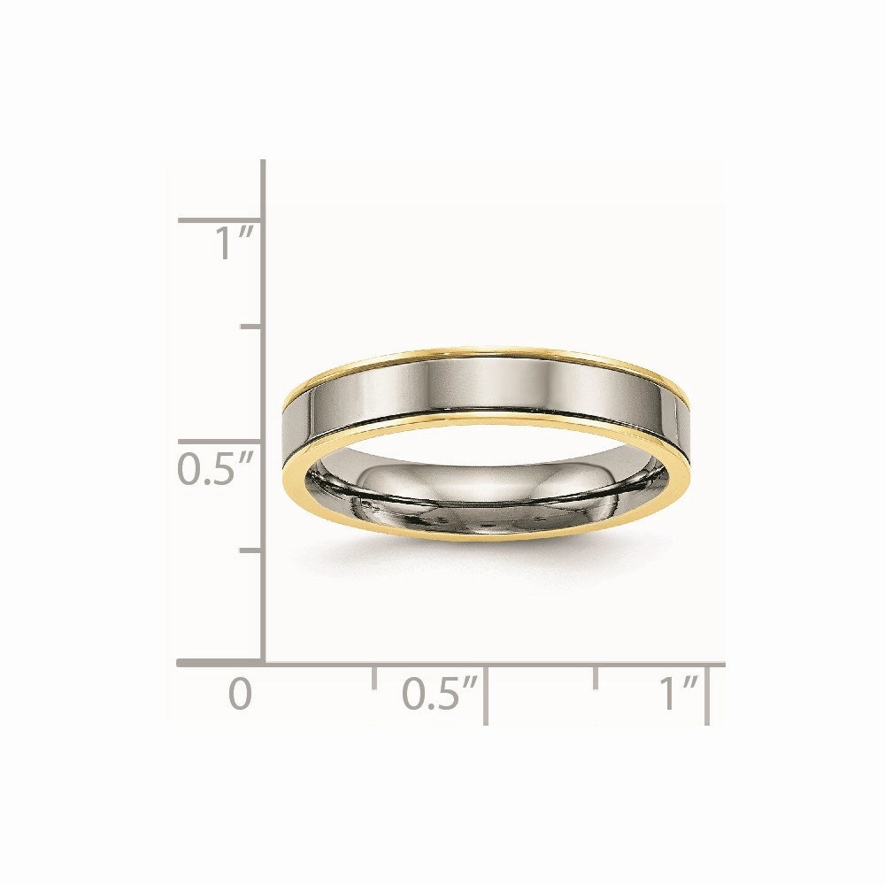Titanium Polished Yellow IP Grooved Comfort Back Ring | TB471