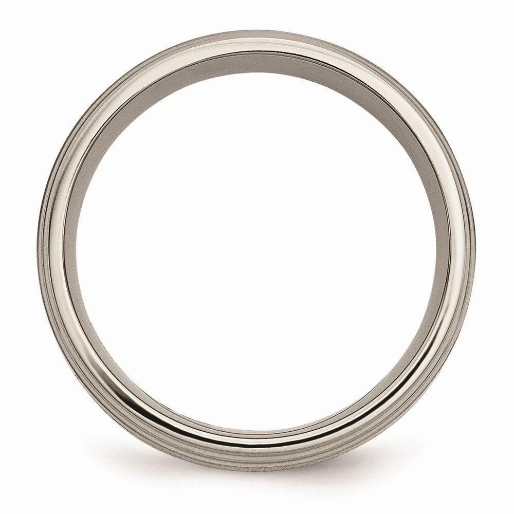 Titanium Ridged Edge 14k Yellow Inlay 8mm Brushed/Polished Band | TB101
