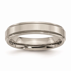 Titanium Ridged Edge 5mm Polished Band | TB5