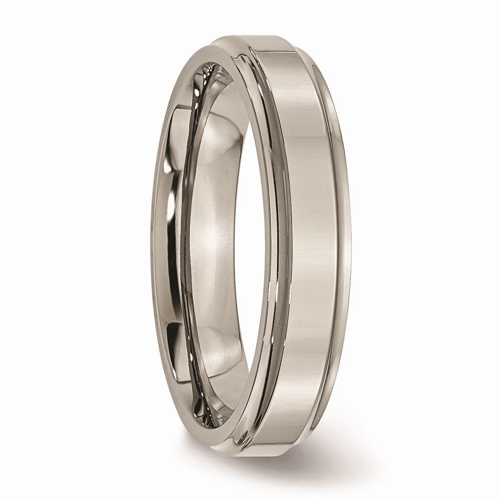 Titanium Ridged Edge 5mm Polished Band | TB5