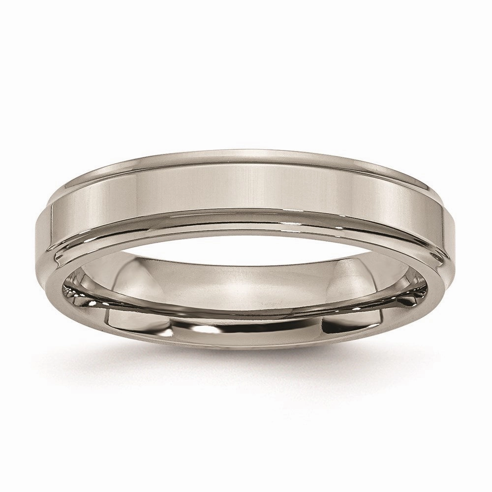 Titanium Ridged Edge 5mm Polished Band | TB5