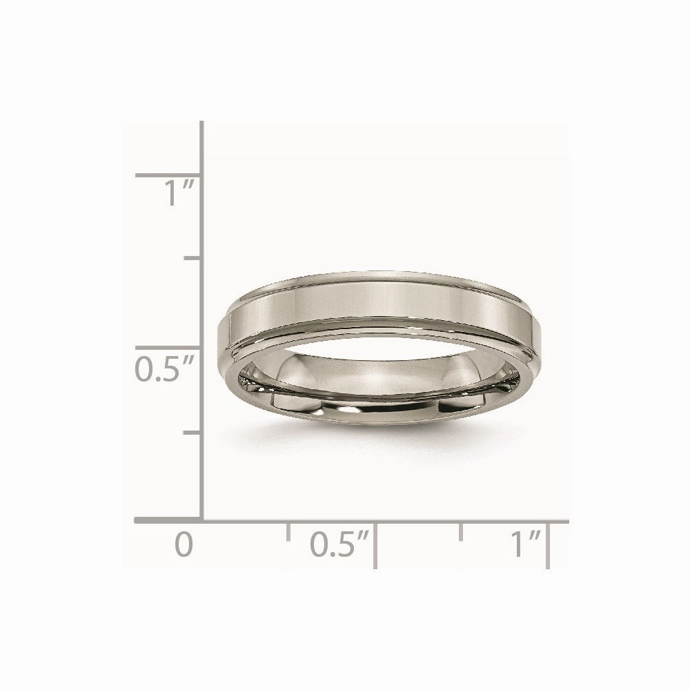 Titanium Ridged Edge 5mm Polished Band | TB5