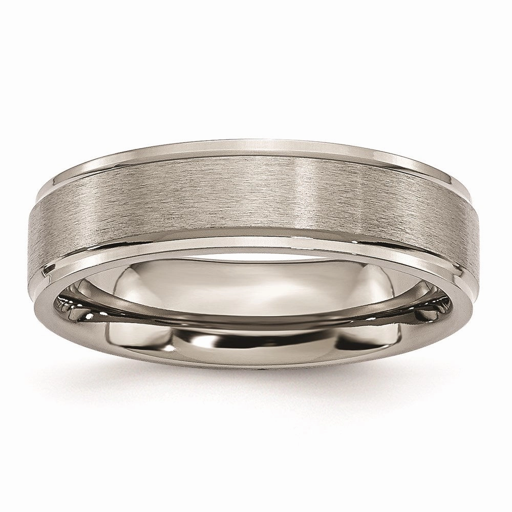 Titanium Ridged Edge 6mm Brushed and Polished Band | TB10