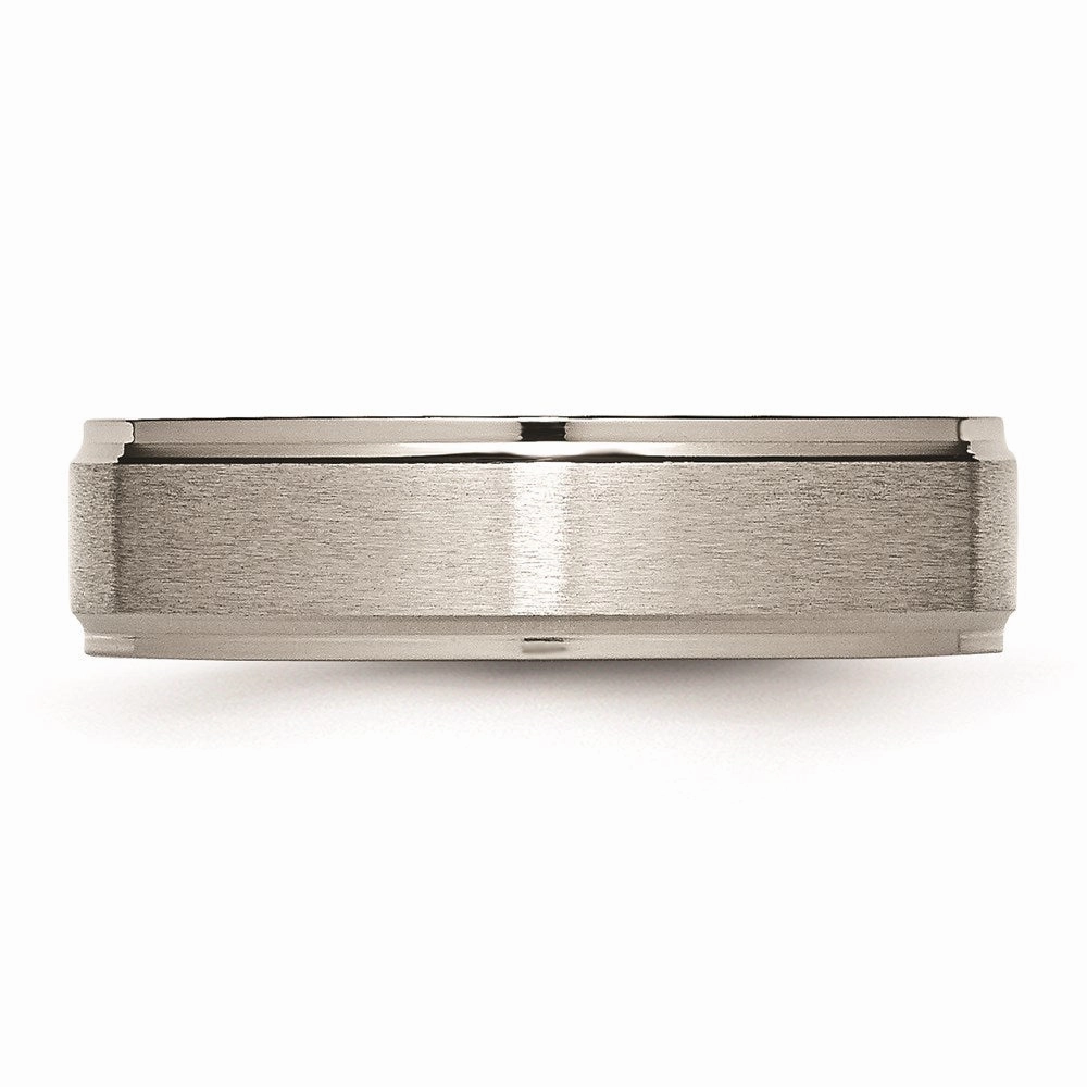 Titanium Ridged Edge 6mm Brushed and Polished Band | TB10