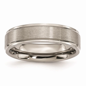 Titanium Ridged Edge 6mm Brushed and Polished Band | TB10