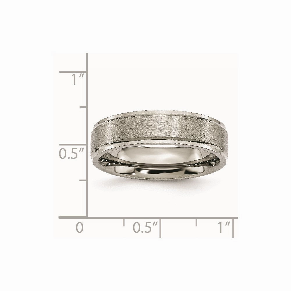 Titanium Ridged Edge 6mm Brushed and Polished Band | TB10