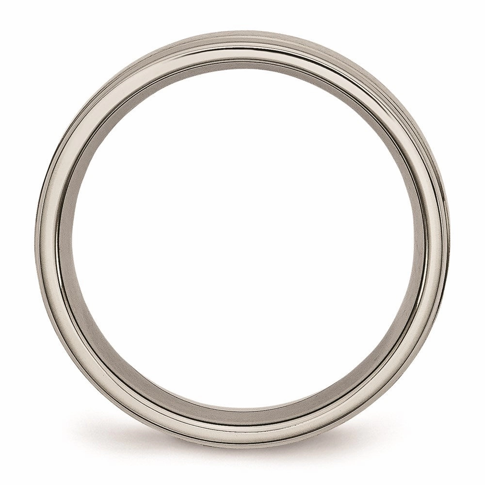 Titanium Ridged Edge 6mm Brushed and Polished Band | TB10