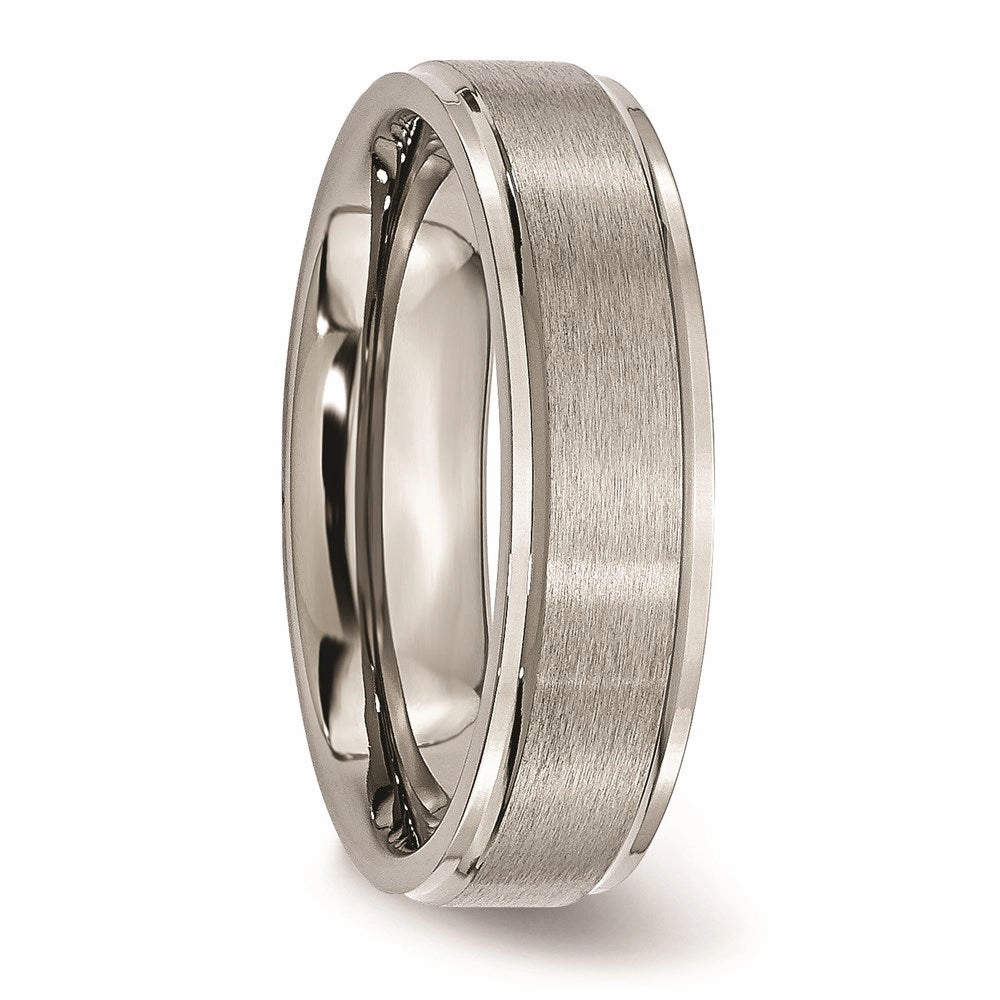 Titanium Ridged Edge 6mm Brushed and Polished Band | TB10