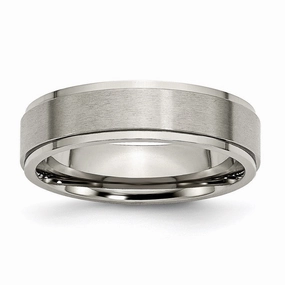 Titanium Ridged Edge 6mm Brushed and Polished Band | TB196