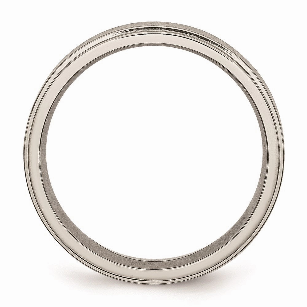 Titanium Ridged Edge 6mm Brushed and Polished Band | TB196