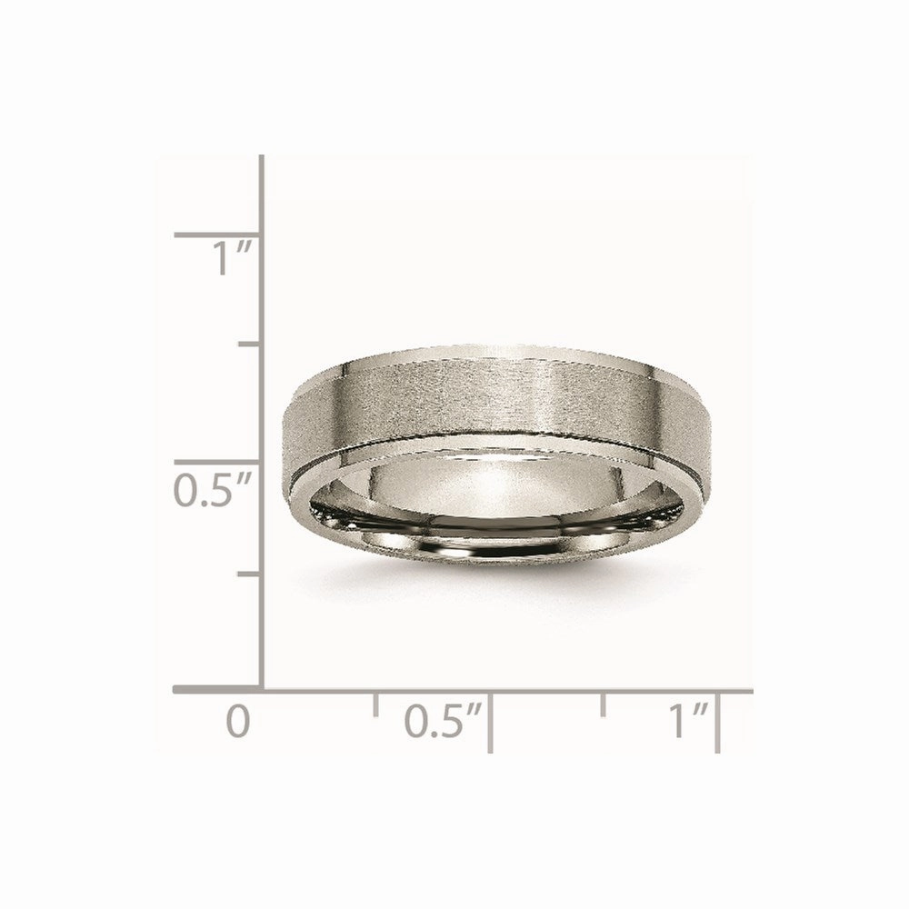 Titanium Ridged Edge 6mm Brushed and Polished Band | TB196