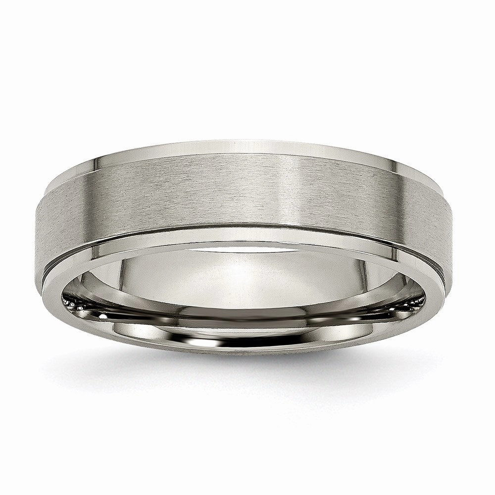 Titanium Ridged Edge 6mm Brushed and Polished Band | TB196