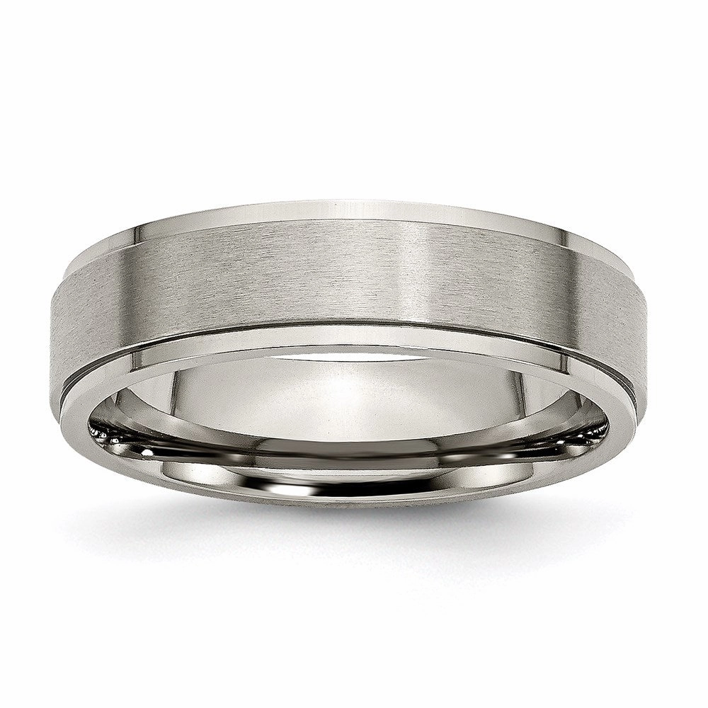 Titanium Ridged Edge 6mm Brushed and Polished Band | TB196
