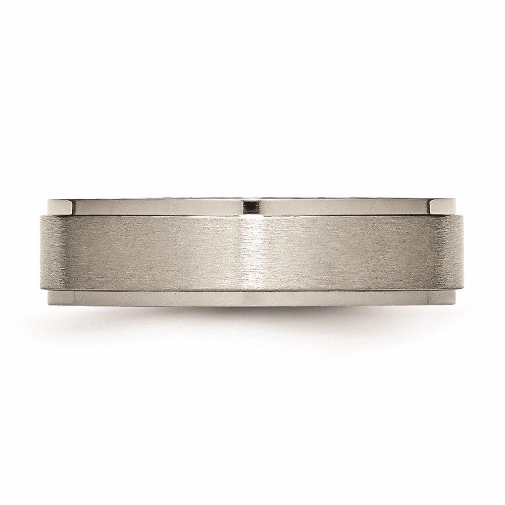 Titanium Ridged Edge 6mm Brushed and Polished Band | TB196