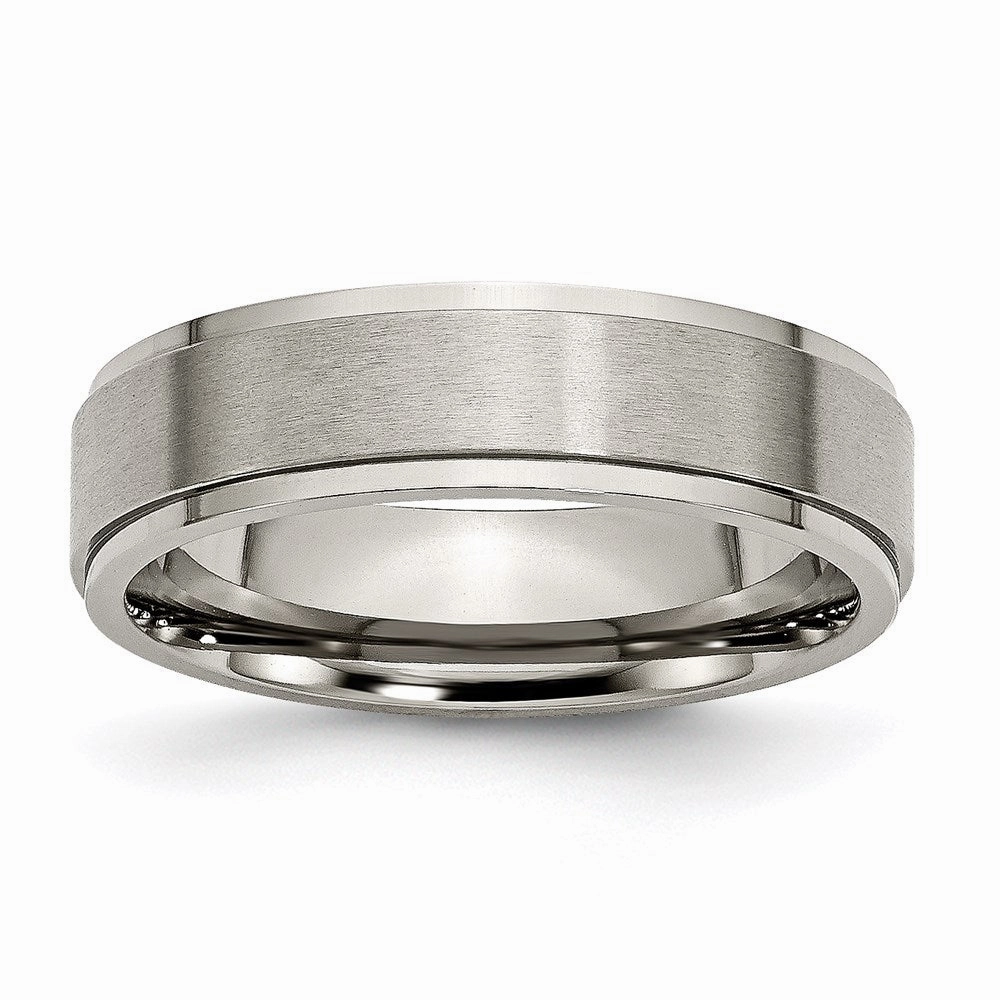 Titanium Ridged Edge 6mm Brushed and Polished Band | TB196