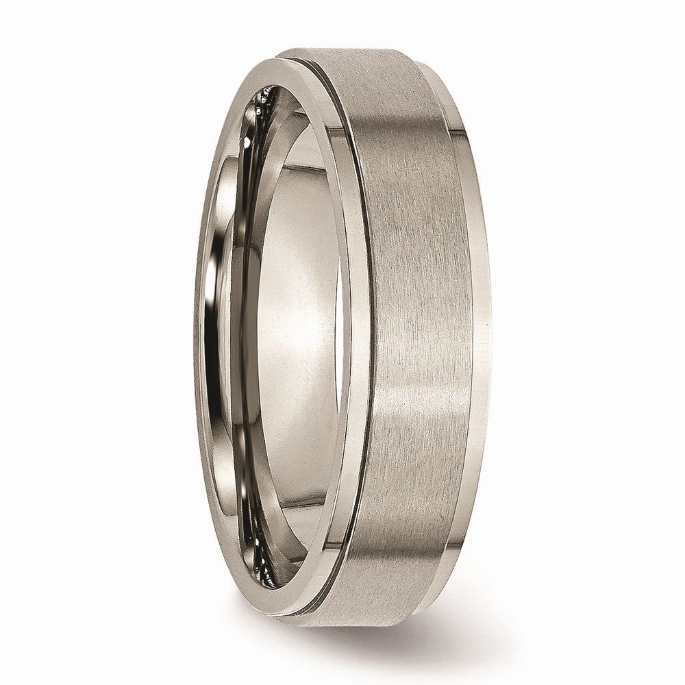Titanium Ridged Edge 6mm Brushed and Polished Band | TB196