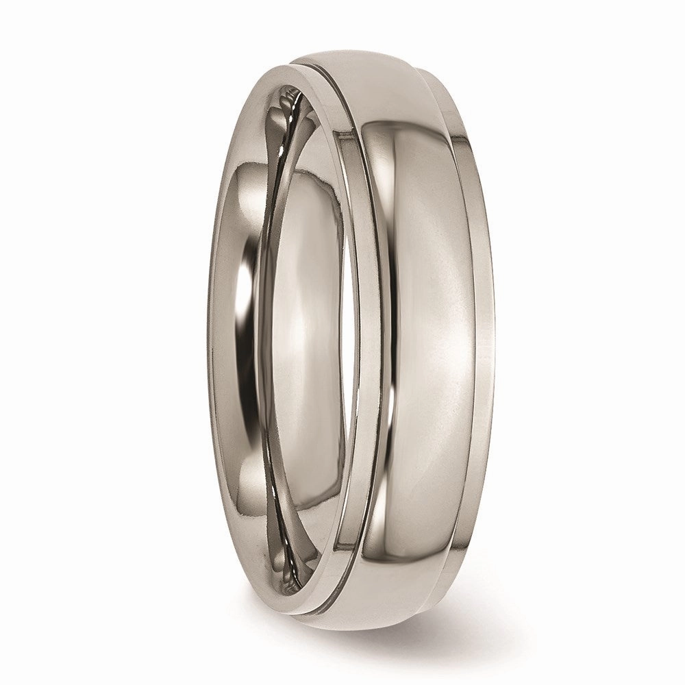 Titanium Ridged Edge 6mm Polished Band | TB23