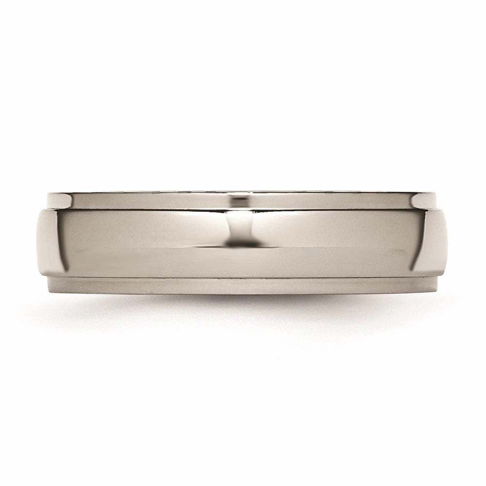 Titanium Ridged Edge 6mm Polished Band | TB23