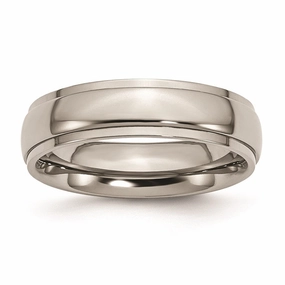 Titanium Ridged Edge 6mm Polished Band | TB23