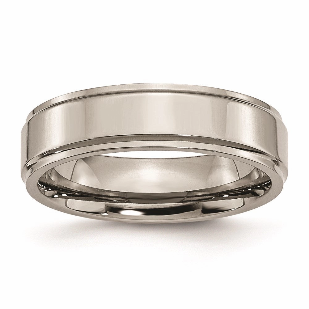 Titanium Ridged Edge 6mm Polished Band | TB34