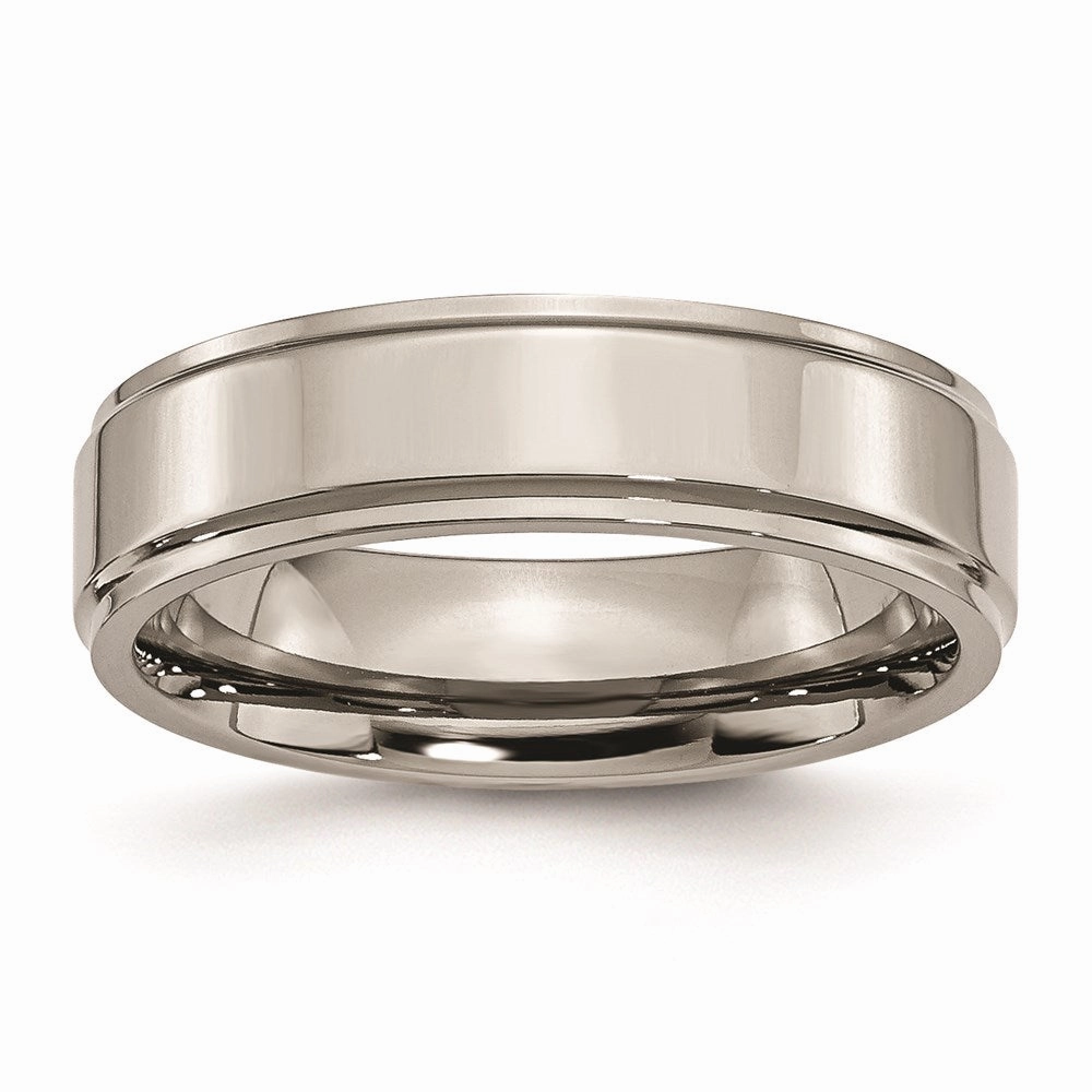 Titanium Ridged Edge 6mm Polished Band | TB34