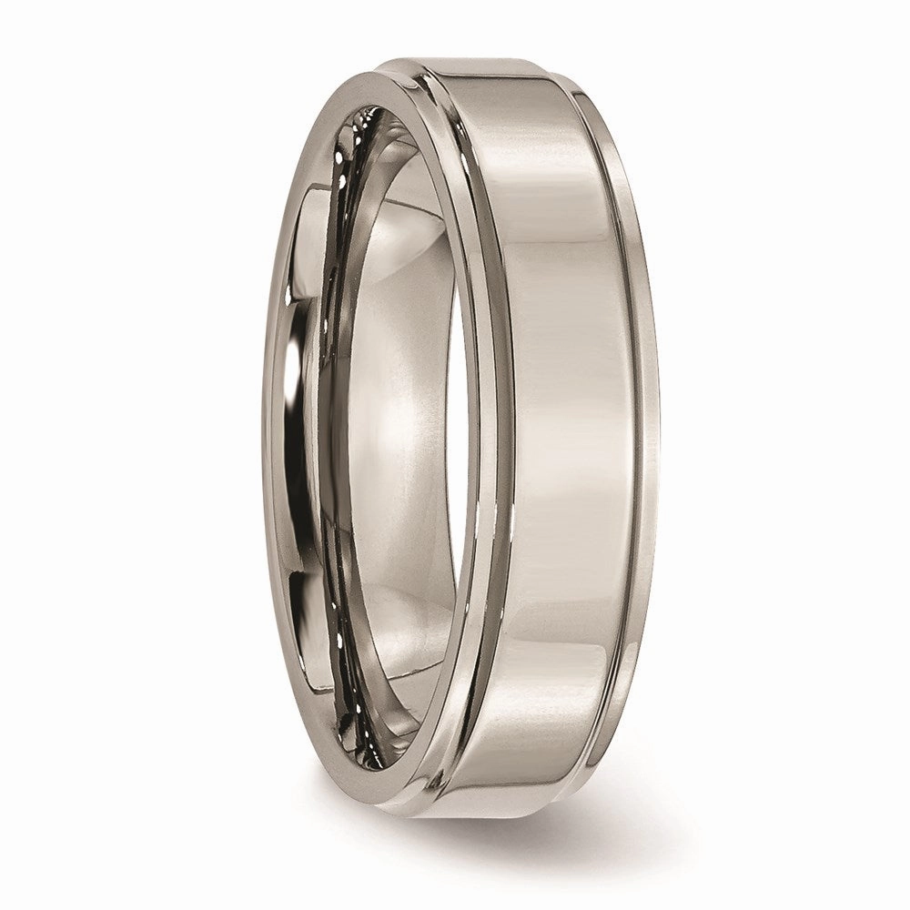 Titanium Ridged Edge 6mm Polished Band | TB34