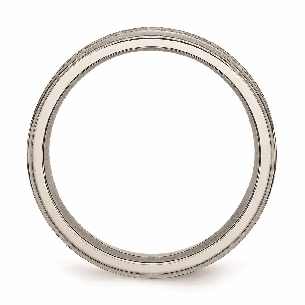 Titanium Ridged Edge 6mm Satin and Polished Band | TB12