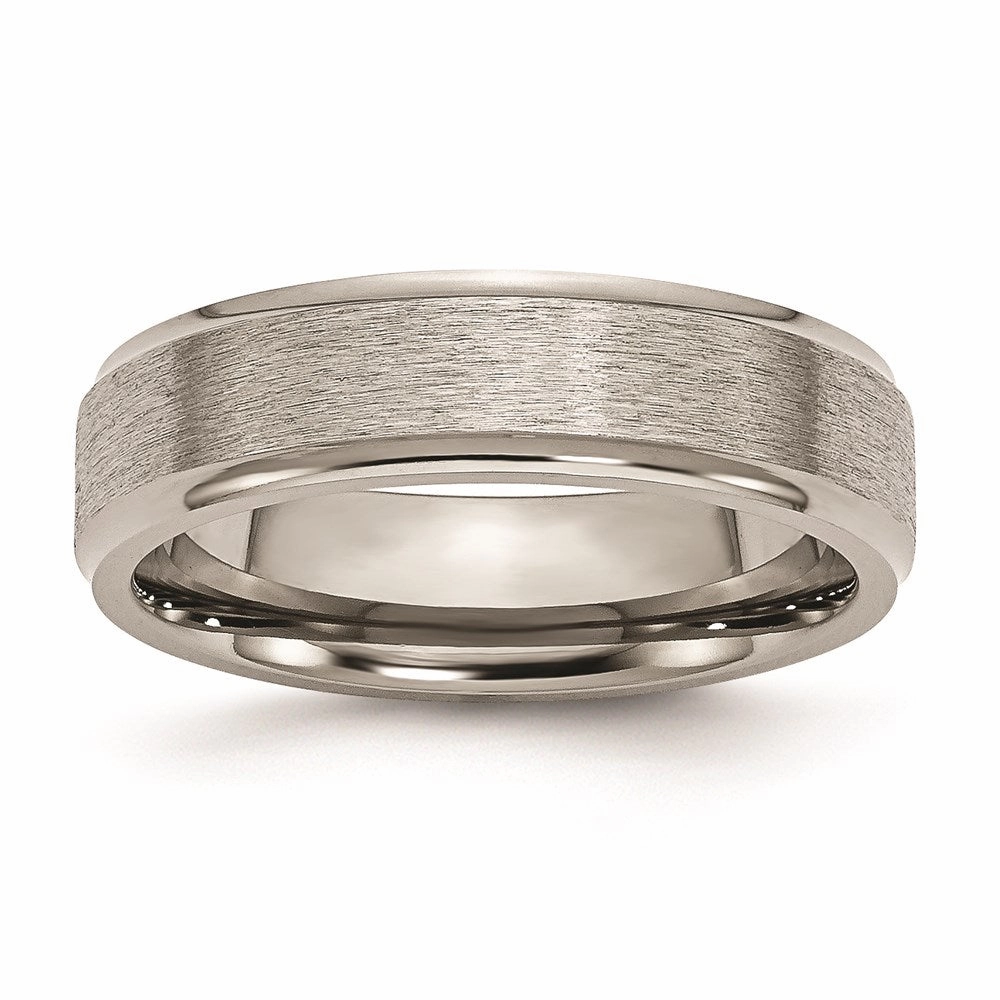 Titanium Ridged Edge 6mm Satin and Polished Band | TB12