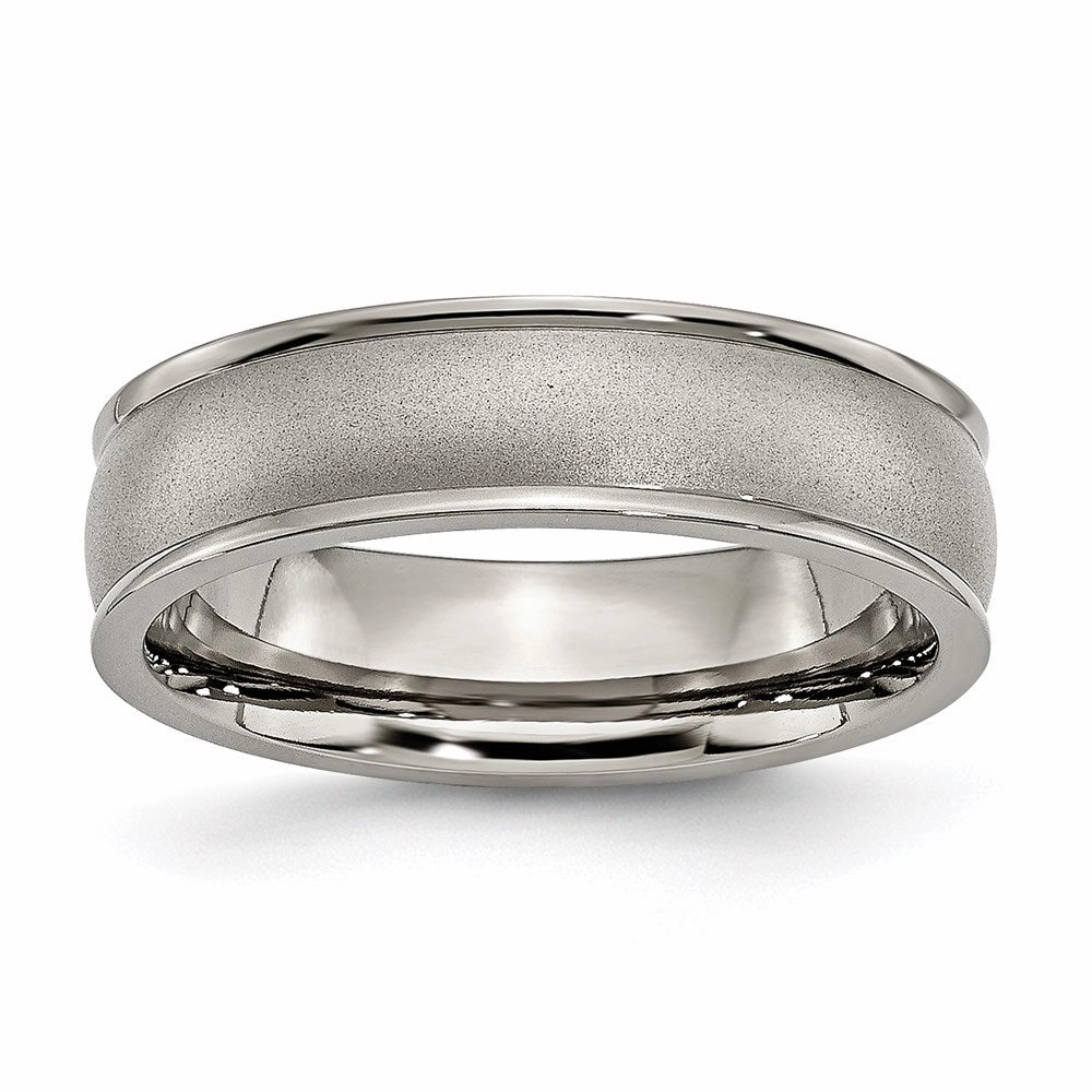 Titanium Ridged Edge 6mm Satin and Polished Band | TB166