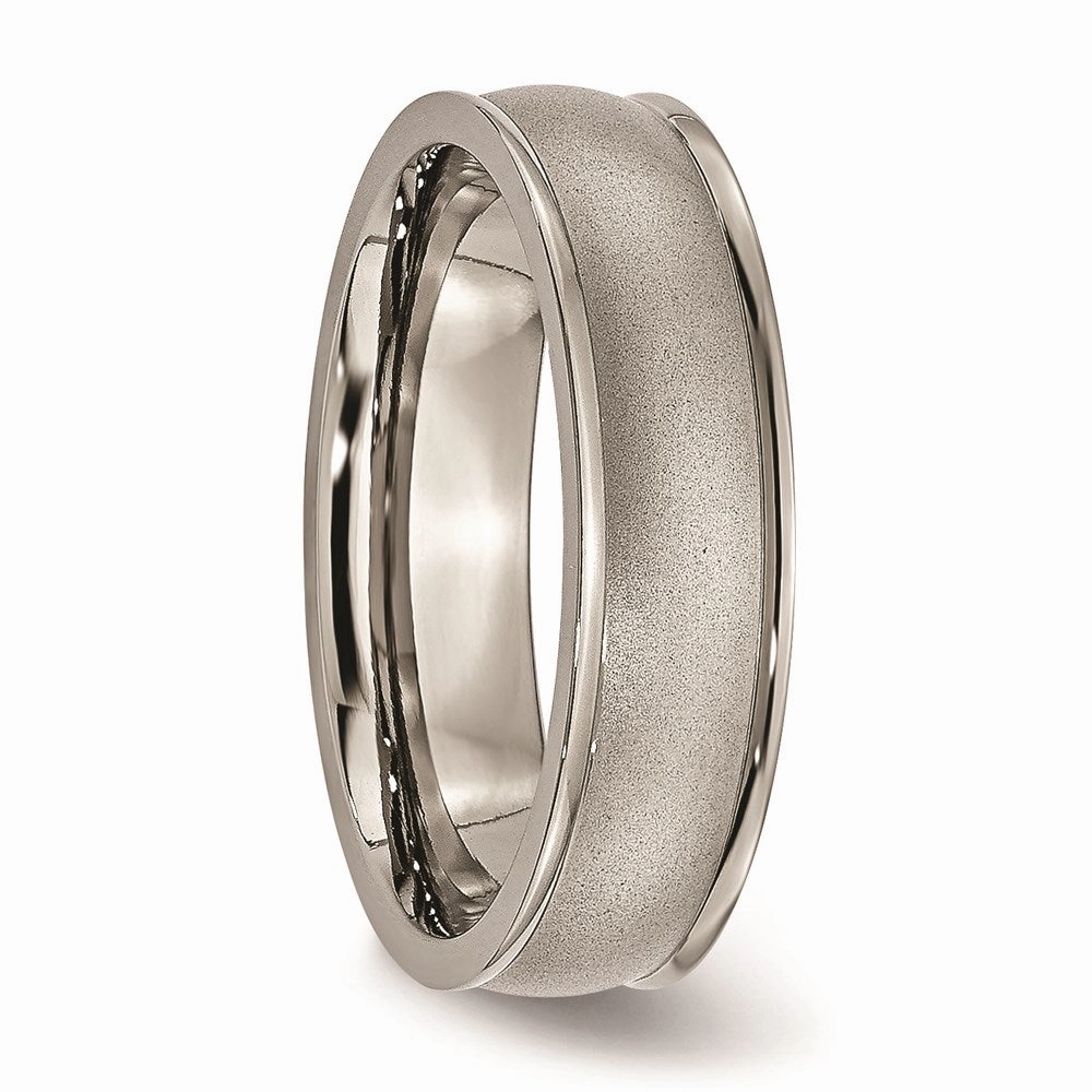 Titanium Ridged Edge 6mm Satin and Polished Band | TB166
