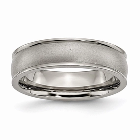 Titanium Ridged Edge 6mm Satin and Polished Band | TB166