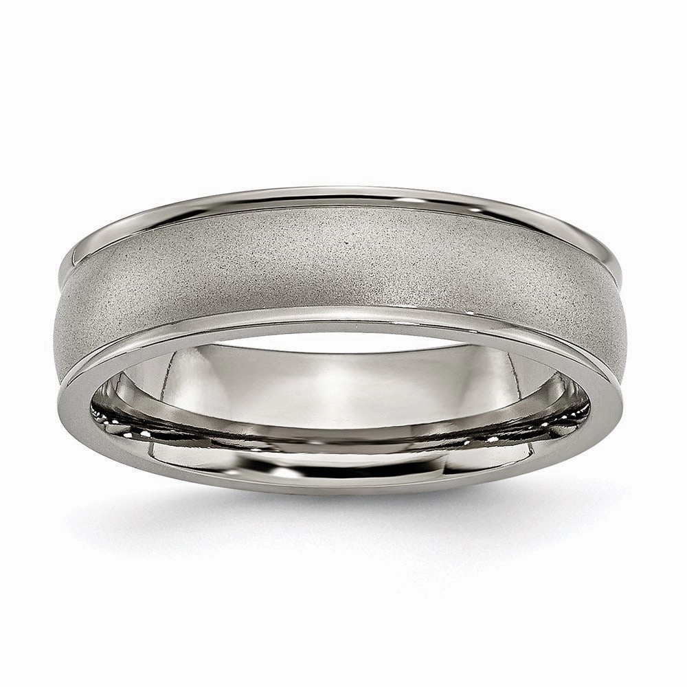 Titanium Ridged Edge 6mm Satin and Polished Band | TB166