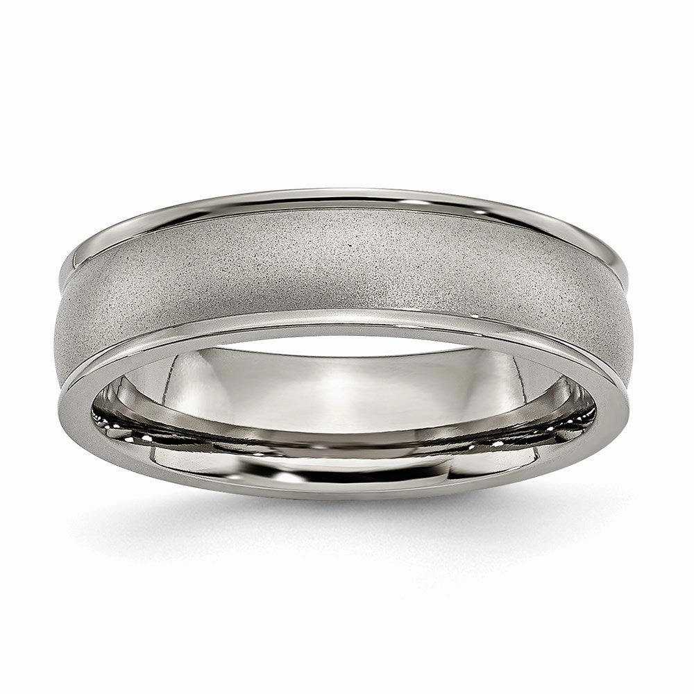 Titanium Ridged Edge 6mm Satin and Polished Band | TB166