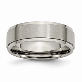 Titanium Ridged Edge 7mm Brushed and Polished Band | TB197